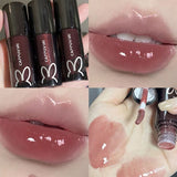 Black Tube Mirror Lip Glaze Milk Tea Color Lip Gloss Not Fade Lip Tint Lasting Moistur Cosmetic Lipstick Moisturizing Wholesale