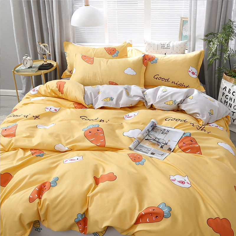 Cute Rubbit Bedding Sets Kawaii Girls Boys Polyester Bed Linen Duvet Cover Flat Sheet Pillowcase Twin Single Full Size Set