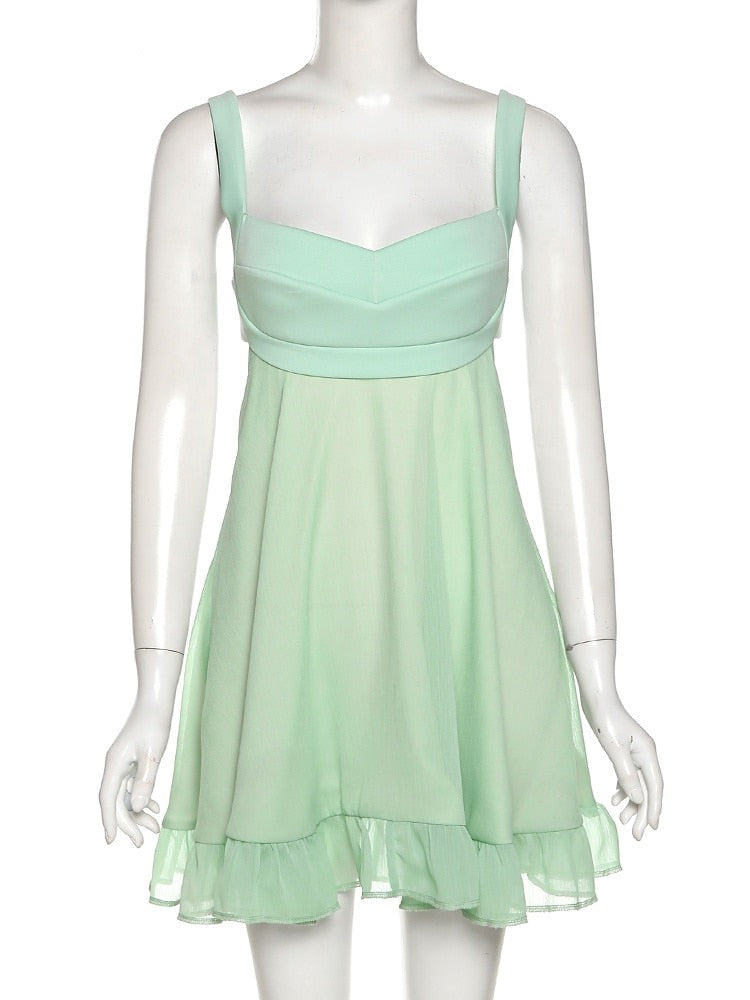 A-Line Mini Green Dress