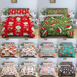 Christmas Bedding Set Santa Claus Duvet Cover with Pillowcase King Queen Single Double Size Kids Polyster Quilt Cover Set