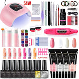 Nail Set Acrylic Nail Kit for Nail Extension Gel Nail Polish Set Quick Building Poly UV Gel Set With LED Nail Lamp Nail Tool Set