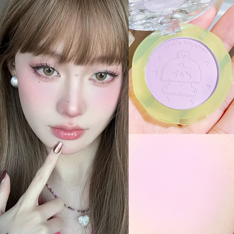 Embossed Cartoon Monochrome Blush Peach Cream Makeup Blush Palette Face Mineral Pigment Cheek Blusher Powder Korean Makeup Rouge