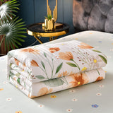 Print Summer Autumn Quilted Quilt Queen Size Soft Comfortable Think Quilts Washable Single Double Blanket for Bed Comforter 1.5