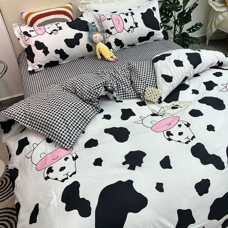 Floral Bedding Set with Flat Sheet Quilt Duvet Cover Pillowcase Bed Linens Boy Girl Single Double Queen Size Home Textile