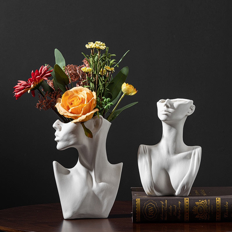 Nordic Style Ceramic Vase Woman Body Model Modern Body Art Vase Home Decoration Creative Flower Pot Living Room Decoration