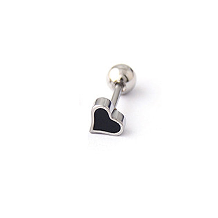 1PC Cute Enamel Love Mini Stud Earrings Multicolor Heart Small Ear Bone Earring Spiral Bead Women Body Piercing Jewelry Gift