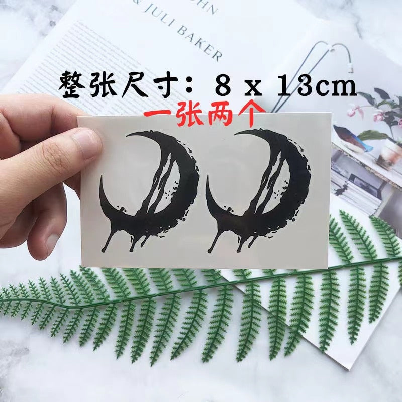 Sexy Waterproof Temporary Tattoo Sticker Black White Moon Star Body Art Fake Tattoo Flash Tattoo Shoulder Clavicle Female Male