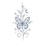 Herbal Semi-permanent Juice Tattoo Sticker Butterfly Flower Disposable Fake Tattoo Female Chest Decal