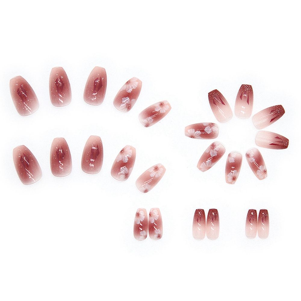 24pcs/Box Press On Nails Manicure Tool Heart Ballerina Artificial Detachable Fake Nails Coffin False Nails Nail Tips Wearable