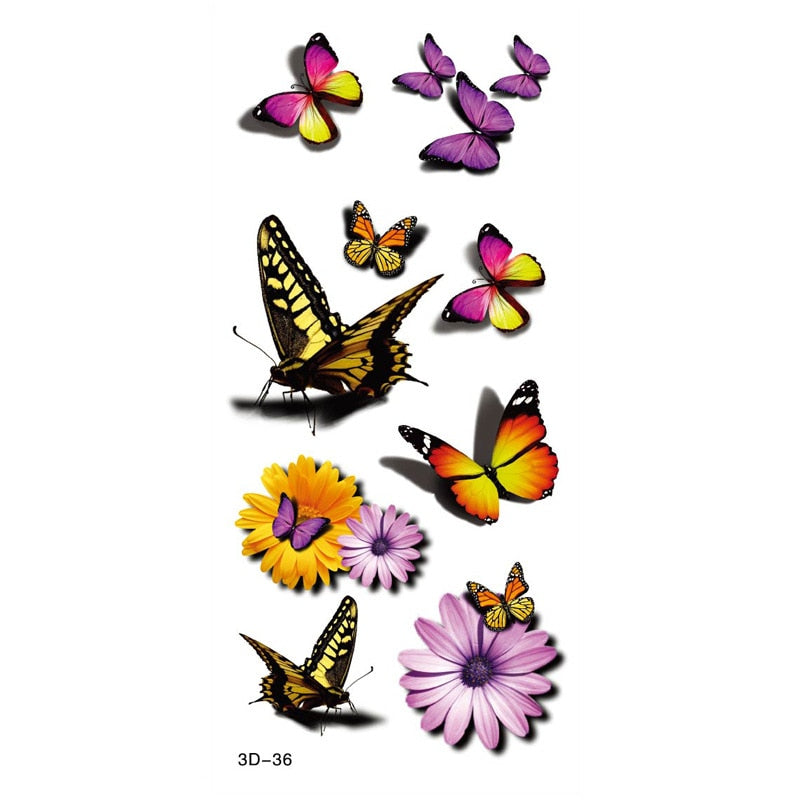 Butterfly Fake Tattoo Flash Transfer Tattoo Arm Leg Women Decal Waterproof Temporary Tattoo Sticker 1pcs