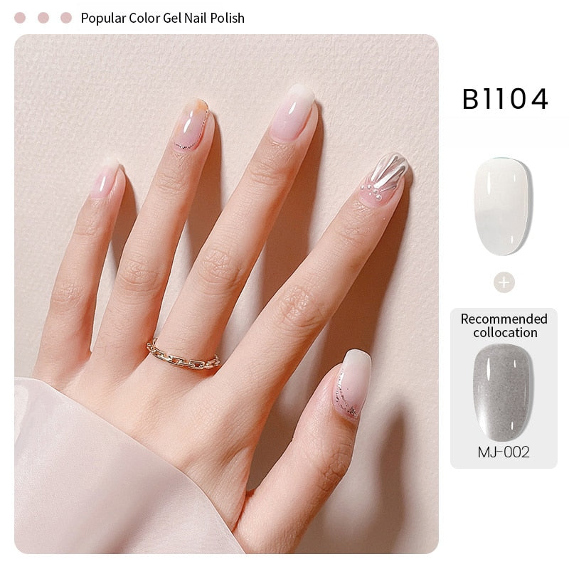 Oklulu 12ML Jelly Gel Nail Polish Clear Pink Nude Gel Long Lasting Semi Permanent Soak Off UV LED Gel Varnish Nail Art Manicure