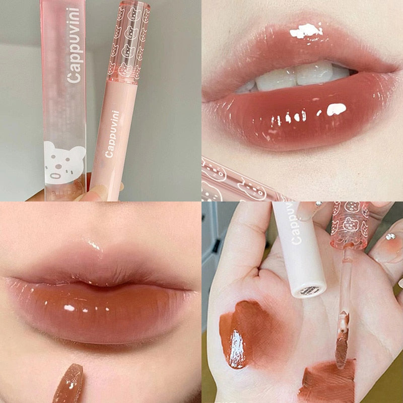 Cherry Pink Lip Plumper Gloss Crystal Jelly Oil Lip Tint Korean Long-lasting Waterproof Lipstick Lips Plumper Extreme Wholesale