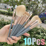 10Pcs Soft Fluffy Makeup Brushes Set for cosmetics Foundation Blush Powder Eyeshadow Kabuki Blending Makeup brush beauty tool