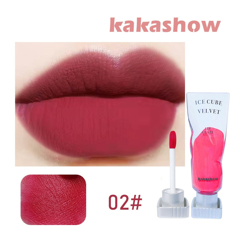 Long-lasting Velvet Lip Glaze Pigment Transparent Ice Cube Matte Lipstick Non-Stick Cup Waterproof Sexy Lip Gloss Wholesale