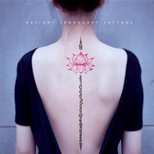 Waterproof Temporary Tattoo Sticker Lotus Pattern Design Body Art Fake Tattoo Flash Tattoo Back Female