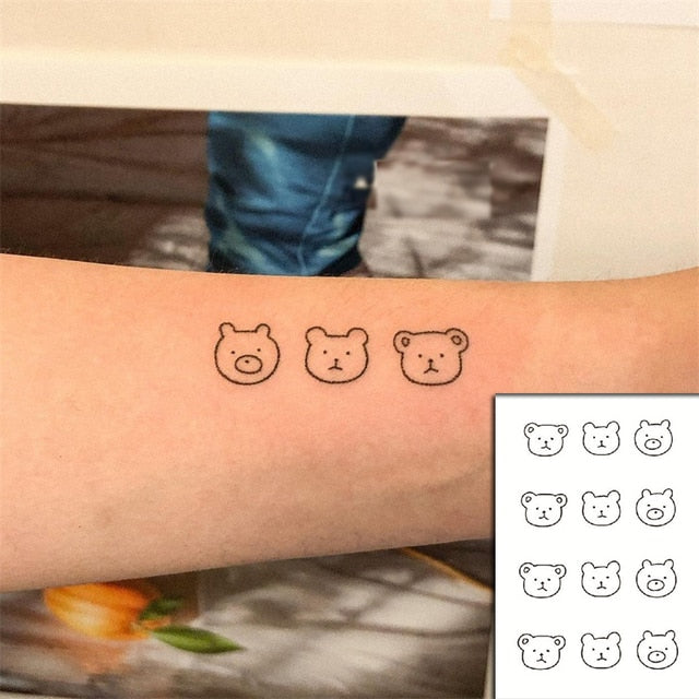 Cute Black Bear Design Waterproof Temporary Tattoo Ladies Men Body Art Fake Tattoo Sticker