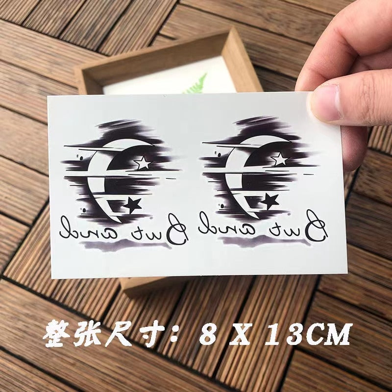 Waterproof Temporary Tattoo Sticker Black Gradient Crescent Design Body Art Fake Tattoo Flash Tattoo Arm Female Male