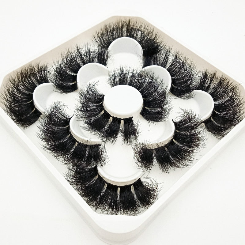 3/5/8 Pairs 3D Mink Lashes 25mm Dramatic Volume Eyelashes Mink Natural Long Silk Eyelashes Beauty Makeup Eyelash Extension Tool