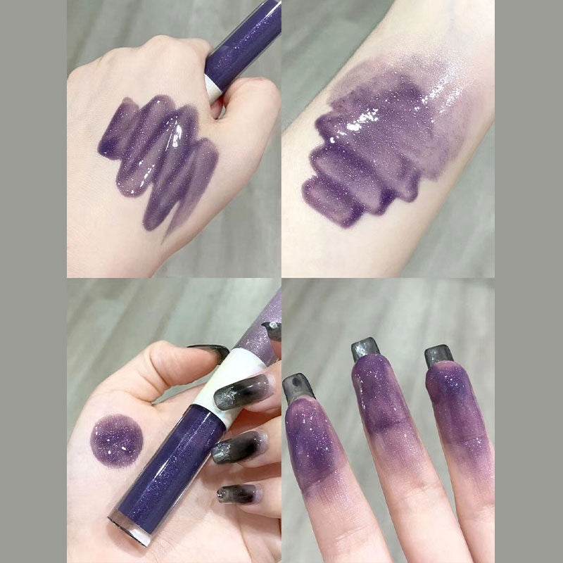 Purple Glitter Water Light Lip Gloss Long-lasting Double-end Lip Glaze Mirror Liquid Lipstick Not Fade Lip Tint Korean Cosmetic