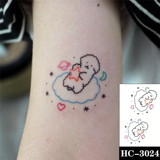 Cute Black Bear Design Waterproof Temporary Tattoo Ladies Men Body Art Fake Tattoo Sticker