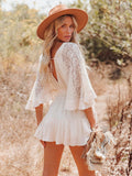 Boho White Lace Mini Dress