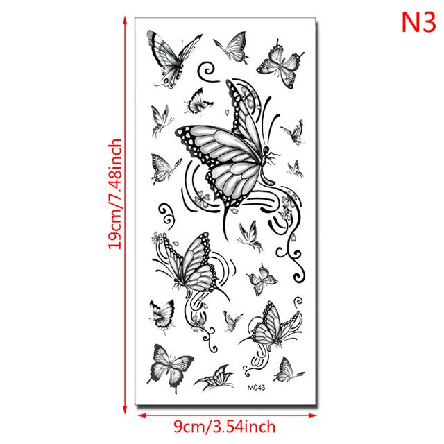 Butterfly Fake Tattoo Flash Transfer Tattoo Arm Leg Women Decal Waterproof Temporary Tattoo Sticker 1pcs