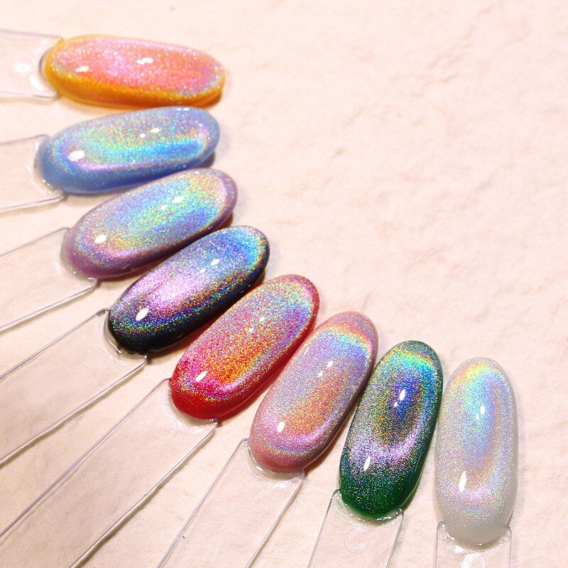 8ml Rainbow Cat Eye Magnetic Nail Gel Holographic Laser Glitter DIY UV Nail Gel Polish Sparkling Soak Off Manicure Varnish