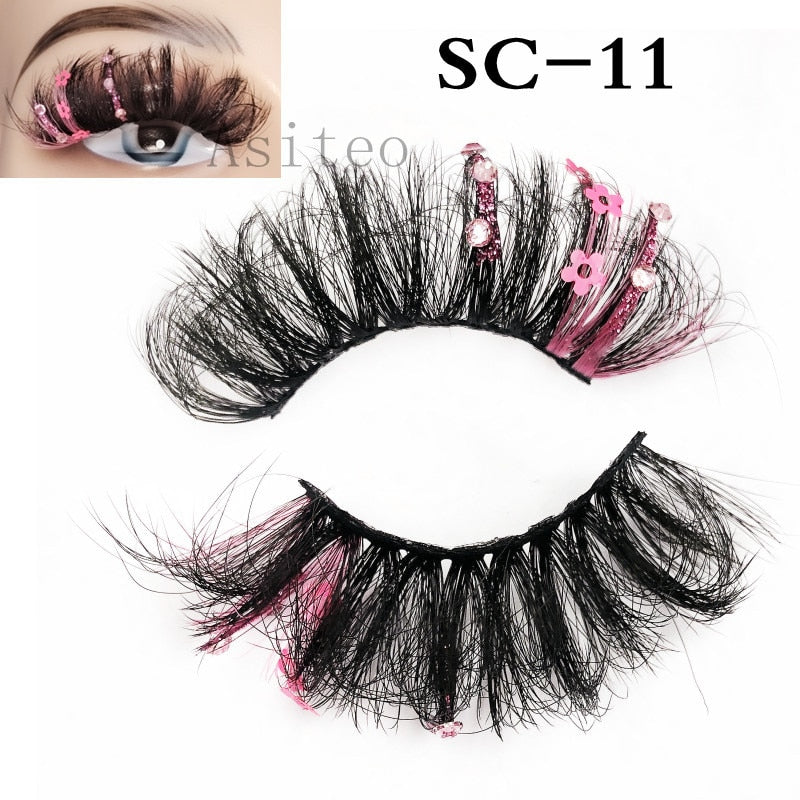 Asiteo Newest Colored False Lashes Rainbow Butterfly Glitter Diamond Sequins Eyelashes Princess 25MM Fluffy for Stage Halloween