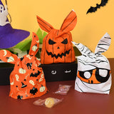 Oklulu 25/50pcs Halloween Candy Bags Pumpkin Bat Snack Biscuit Gift Bag Trick or Treat Kids Favors Halloween Party Decoration Supplies