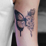 Flower Butterfly Temporary Female Tattoo Flash Fake Tattoo Men Women Arm Black Decal Sticker