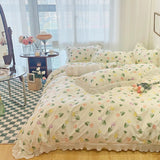 Polyester Bedding Set Pastoral Style Tulip Pattern Flowers Floral- Double -- Pillow Case / Bed Sheet / Quilt Cover