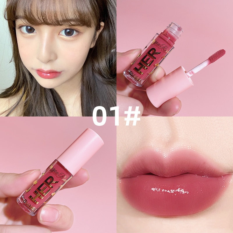 1 Pcs Mini Tube Gloss Labial Water-light Mirror Lip Glaze Not Fade Lip Tint Lasting Moisturizing Cosmetic Lipstick Maquillaje