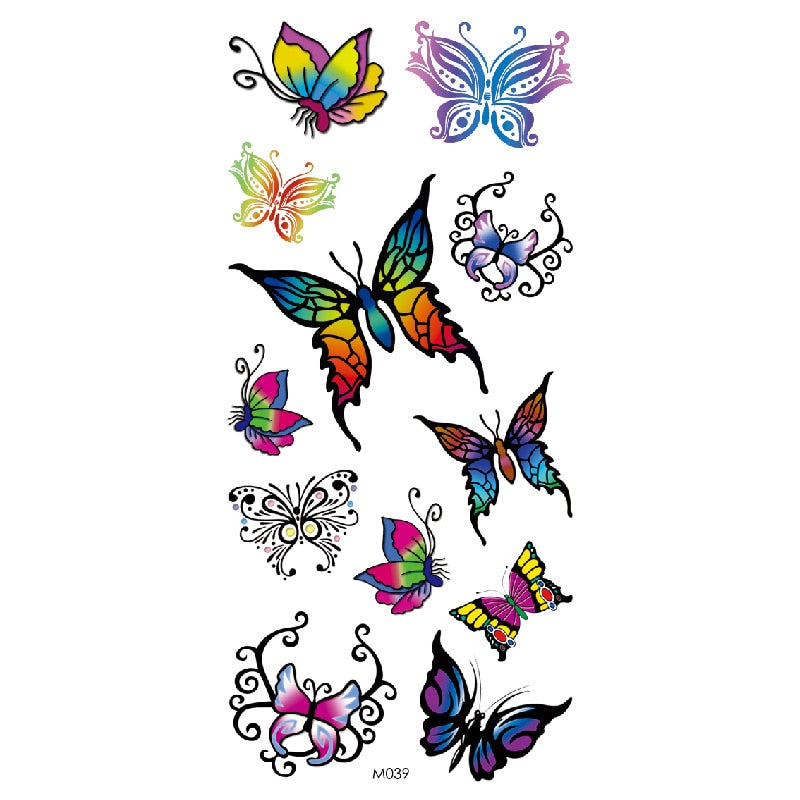 Butterfly Fake Tattoo Flash Transfer Tattoo Arm Leg Women Decal Waterproof Temporary Tattoo Sticker 1pcs