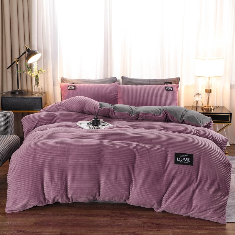 High-end Thickened Magic Fleece Winter Bedding Set Soft Crystal Velvet Duvet Cover Set with Sheets Quilt Cover and Pillowcases