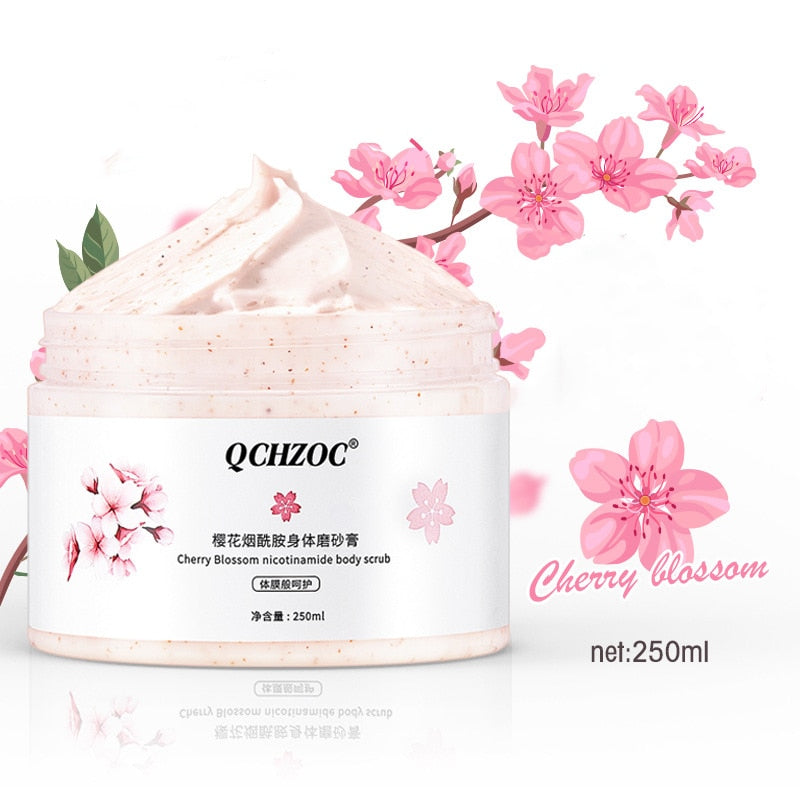 Scrub 250ml Cherry Blossom Ice Cream Texture Exfoliating Deep Cleansing Moisturizing Body Scrub