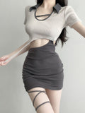 Sensual Lace Up Hip Dress