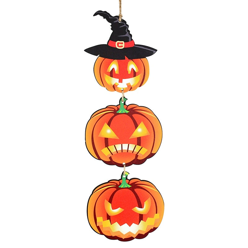 Halloween Wooden Ornaments Pumpkin Ghost Trick or Treat Pendants Halloween Party Decoration for Home Door Hanging Signs Kids Toy