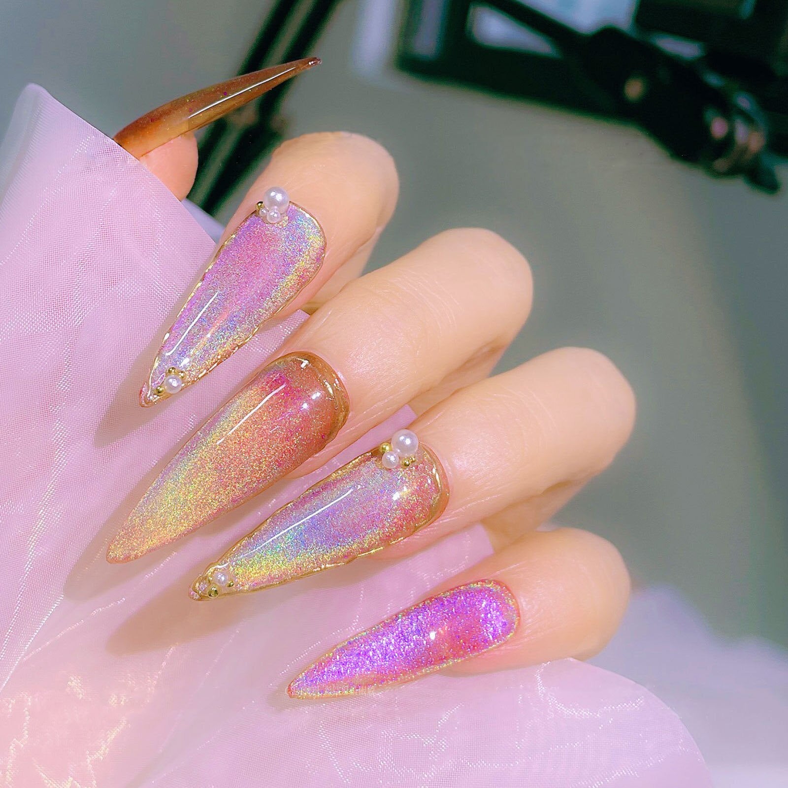 8ml Rainbow Cat Eye Magnetic Nail Gel Holographic Laser Glitter DIY UV Nail Gel Polish Sparkling Soak Off Manicure Varnish