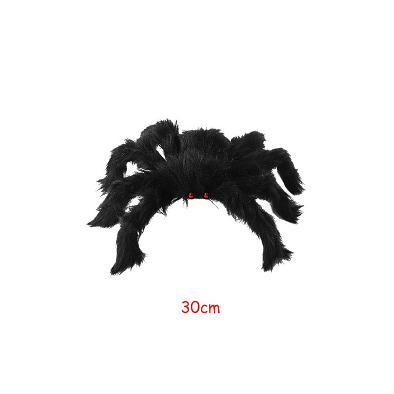 150/200cm Black Scary Giant Spider Huge Spider Web Halloween Decoration for Home Bar Haunted House Props Holiday Outdoor Decor