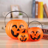 3Pcs Halloween Portable Pumpkin Bucket Trick or Treat Plastic Candy Box Sweet Holder Halloween Party Decorations Kids Gift Toy