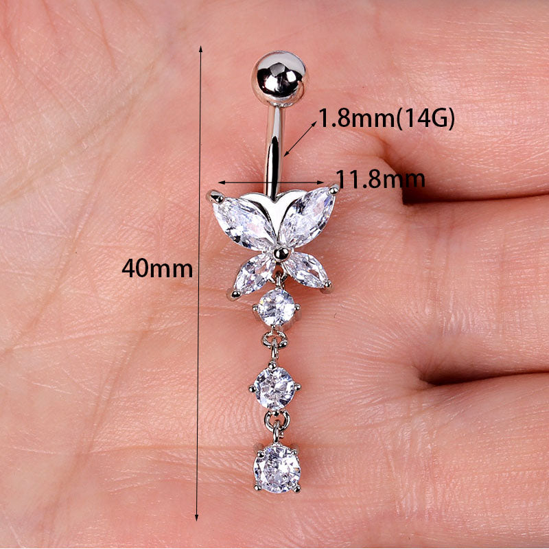 1pc Stainless Steel Navel Piercing for Women Sexy Summer Beach Pendant Belly Button Nails Rings Studs Zircon Body Jewelry