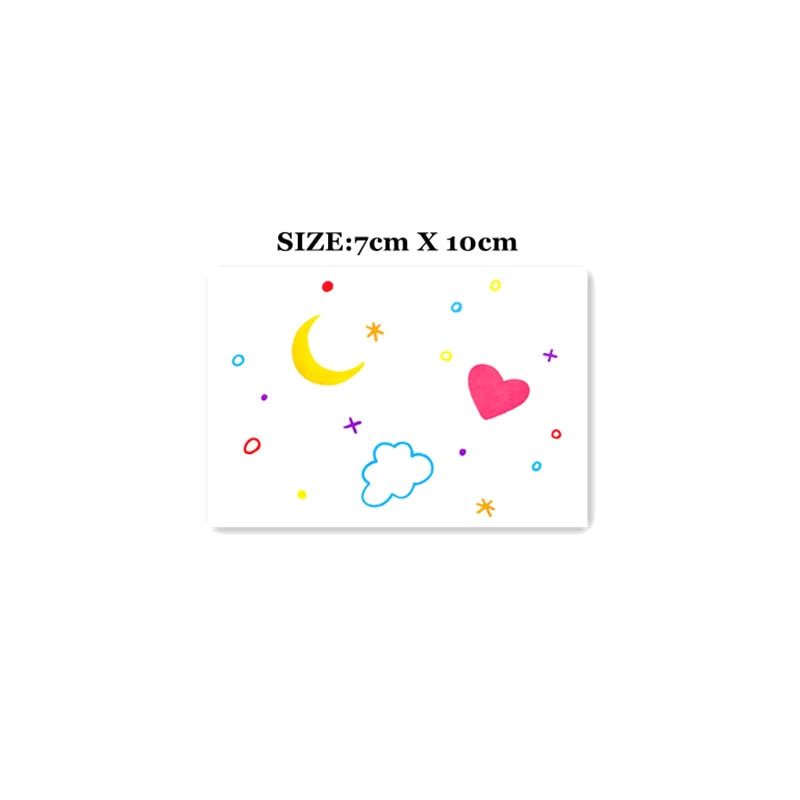 Waterproof Temporary Tattoo Sticker Moon Clouds Heart Stars Cute Harajuku Design Body Art Fake Tattoo Flash Tattoo Arm Female