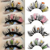 Oklulu  NEW Glitter Color Diamond 3D Artistic Curl Fake Eyelashe Reusable Volume Lashes Extension MakeUp Tool For Halloween DIY Party