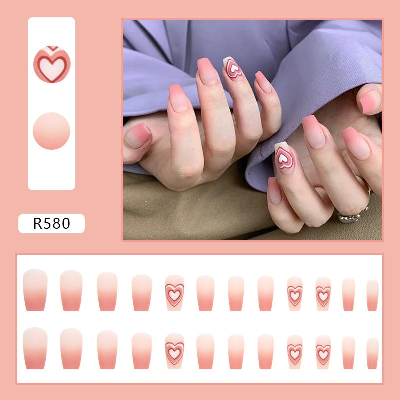 24pcs/Box Artificial Detachable Coffin False Nails Wearable French Fake Nails Super Long Ballerina Press on Nail Art Tips