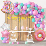 80pcs Donut Candy Balloons Garland Arch Kit Pink Purple Aqua Blue Balloon for Baby Shower Girl's Birthday Wedding Party Decor