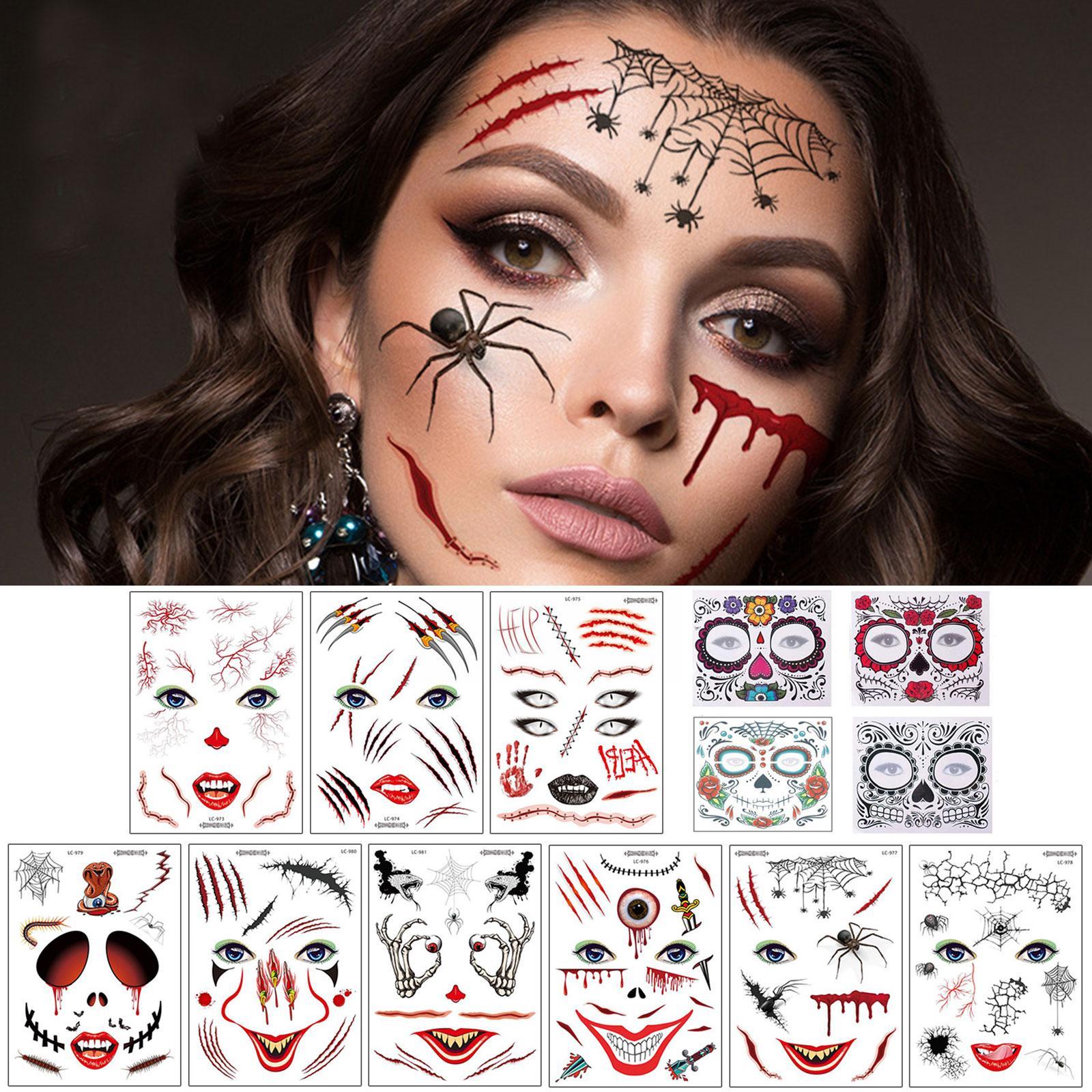 Waterproof Makeup Sticker Special Face Tattoo Face Halloween Day Tattoo Up Dress Of Stickers Temporary Dead Skull Th A4l4