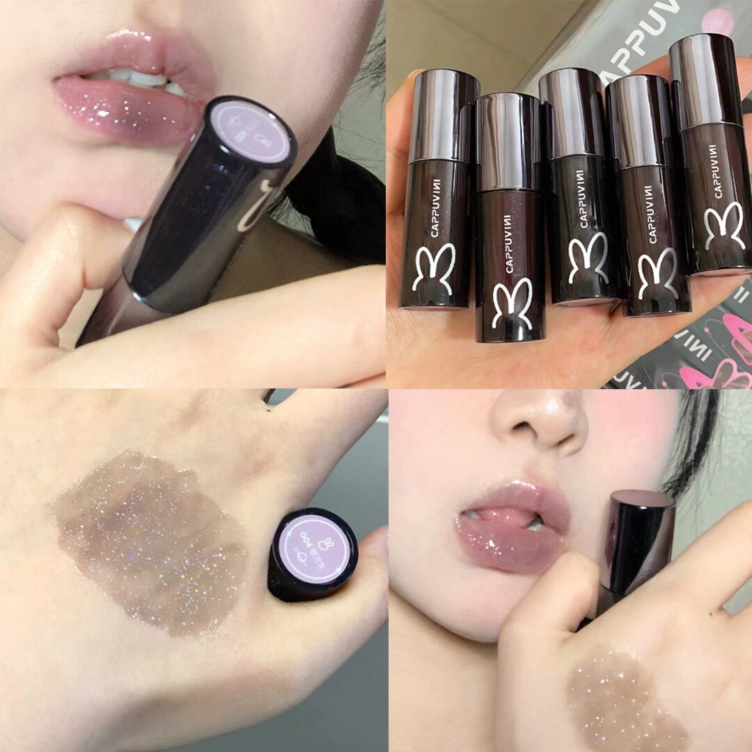 Galaxy Gray Mirror Water Lip Gloss Lip Glaze Shimmer Glass Lip Oil Liquid Lipstick Waterproof Moisturizing Matte Lip Balm Makeup