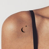 Sexy Waterproof Temporary Tattoo Sticker Black White Moon Star Body Art Fake Tattoo Flash Tattoo Shoulder Clavicle Female Male