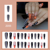 2022 Halloween Patch Nail Tip(24pcs/Box)French Press On Fake False Full Coverage Grimace,Blood Long Coffin Nail Tips With 1 Glue