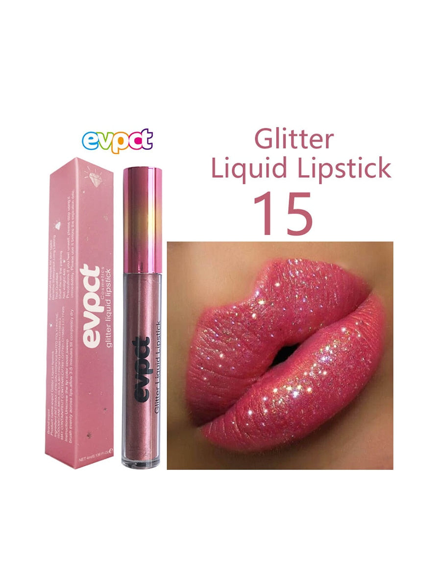 13 Colors Shiny Matte Liquid Lipstick Waterproof Long Lasting Non-stick Cup Glitter Diamond Pearl Lip Gloss Women Lip Makeup